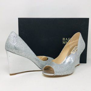 Badgley Mischka Awake Bridal Silver Glitter Pumps